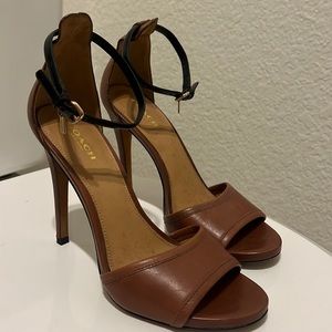 Coach Brown/Black Strappy Heels